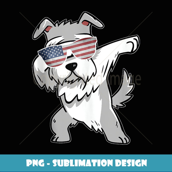 4th of July Dabbing Schnauzer Dog Patriotic American Tank Top - Trendy Sublimation Digital Download