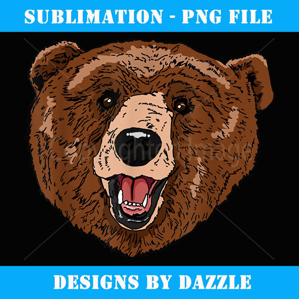 Smile friendly brown Bear Head for Bears Lovers - Exclusive PNG Sublimation Download