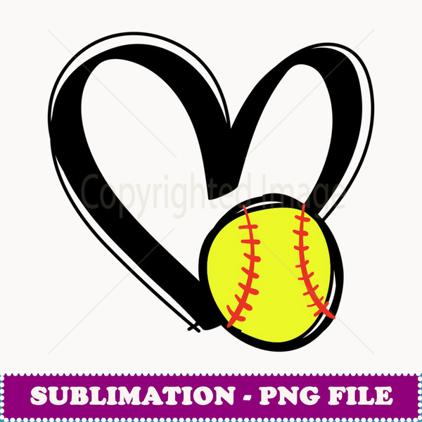 Love Softball Heart - PNG Transparent Sublimation File