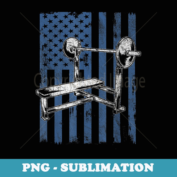 American Flag Bench Press - Vintage Sublimation PNG Download