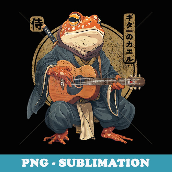 Japanese Samurai Frog Playing The Guitar - Professional Sublimation Digital Download