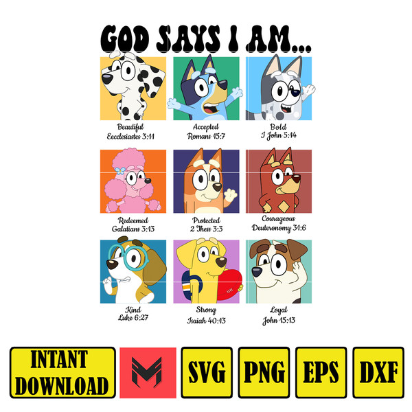 God Says I Am  Svg, Designs Blue Dog Svg, Blue Dog Birthday Svg Sublimation, Blue Dog Family Svg, Clipart Sublimation.jpg