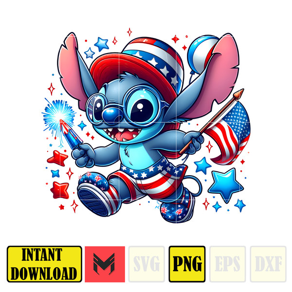 Stitch 4Th Of July Png,Funny Cartoon Fourth Of July Png, Cartoon Independence Day Png, 4th Of July Png, 4th of July sublimation, America Png.jpg