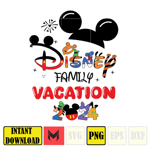 Mickey Disney Family Vacation 2024 Png, Cartoon Family Trip 2024 Png, Family Vacation Png, Vacay Mode Png, Vacation Season 2024 Png.jpg
