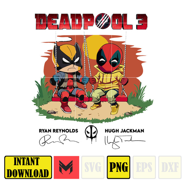 Deadpool 3 Png, Ryan Reynolds Hugh Jackman Png, Deadpool and Wolverine Png, Cute Deadpool 3 png, Superhero X-Men Png 1.jpg