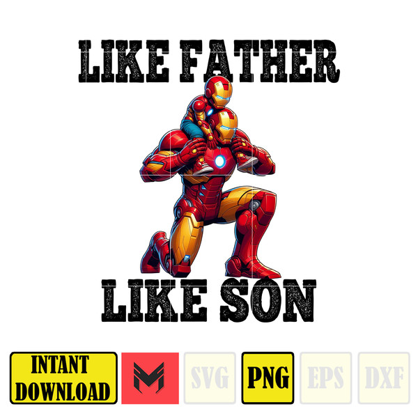 Iron Man Dad And Son Png, Father's Day Png, Superhero Dad Png, Like Father Like Son, Dad Life Png, Captain Hero Sublimation (2).jpg
