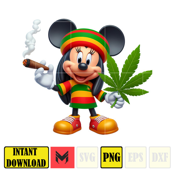 Cartoon Mickey Png,High Quality Cartoon Rasta Digital Designs, Weed Png, Smoking Png, Instant Download.jpg