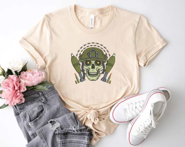 Soldier Skull Helmet Mortar Shells tshirt img.png