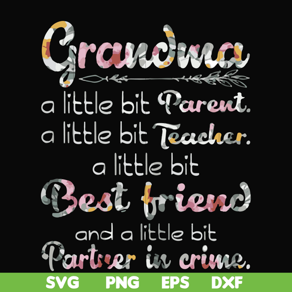 FN000460-Grandma a little bit Parent a little bit teacher a little bit best friend and a little bit partner in crime svg, png, dxf, eps file FN000460.jpg