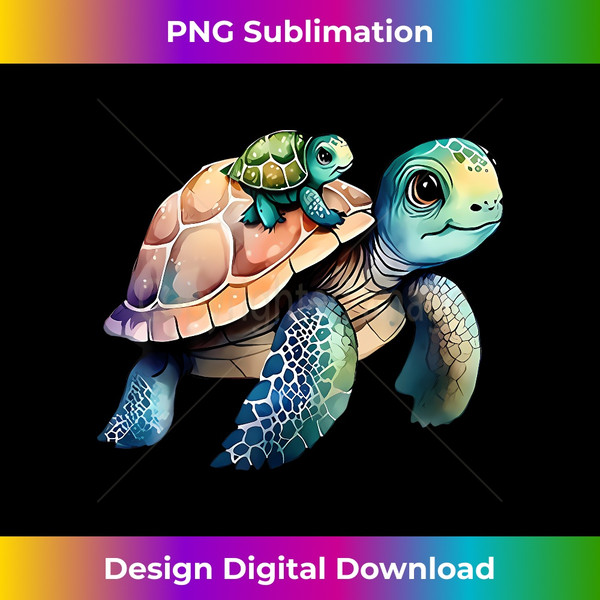 Turtle Mom & Baby Sea Turtle Animal Mother's Day Turtles 1 - PNG Transparent Sublimation File