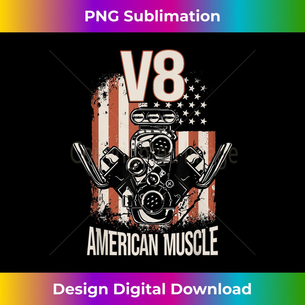 V8 American Muscle Car USA Flag - Engine V8 2 - Digital Sublimation Download File