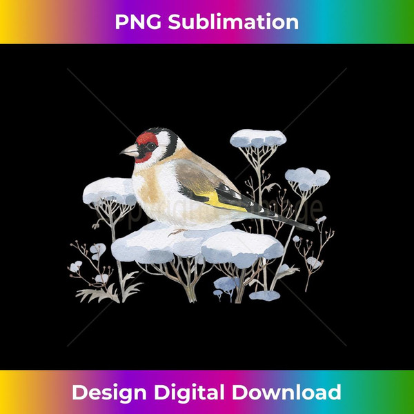 Garden Birds Goldfinch In Snow Forest Drawing Bird Winter - PNG Transparent Digital Download File for Sublimation