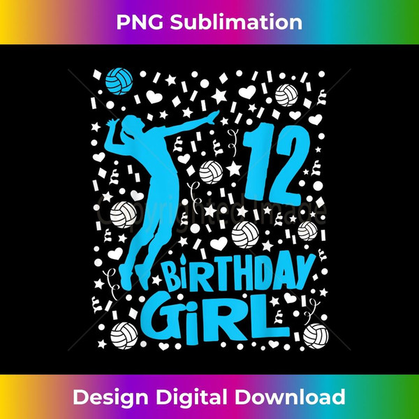 Girls Volleyball 12th Birthday - 12 Year Old Player - Decorative Sublimation PNG File