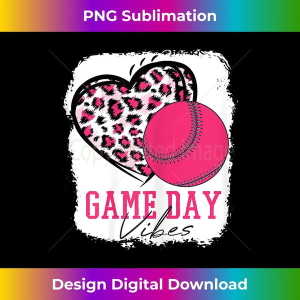 Bleached Pink Softball Heart Baseball Leopard Messy Bun - Sublimation-Ready PNG File