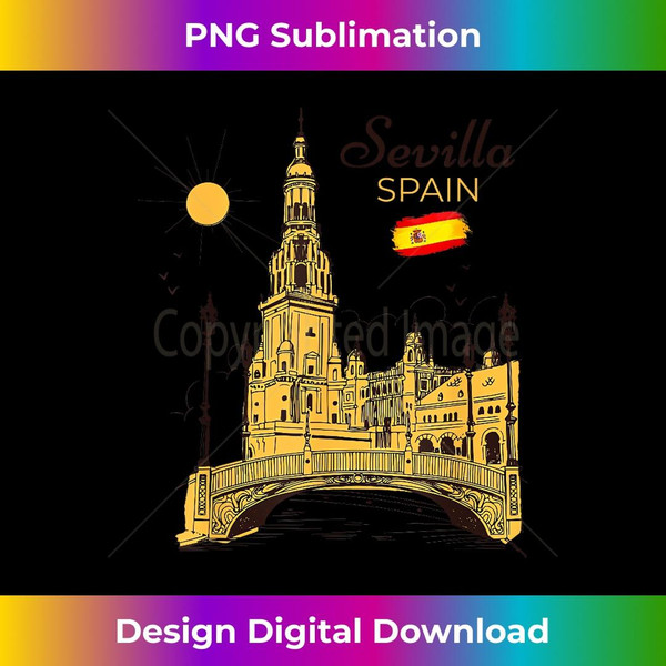 Seville Spain old town buildings Illustration Graphic Design 2 - Digital Sublimation Download File