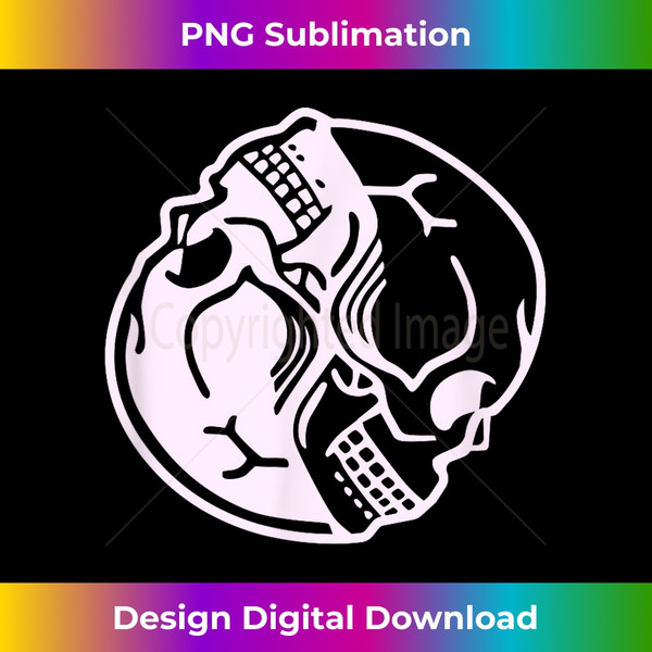 Pastel Goth Aesthetic Pink Ying Yang Skull Graphic Print 1 - Sublimation-Ready PNG File