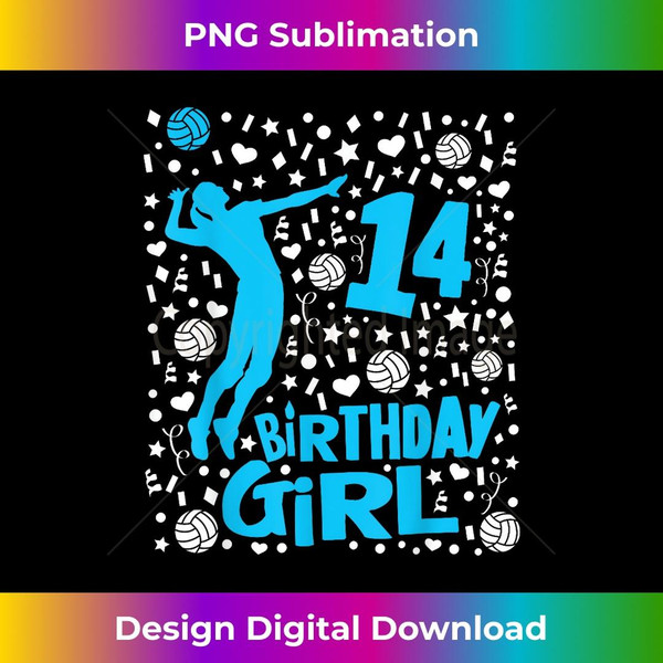 Girls Volleyball 14th Birthday - 14 Year Old Player - Professional Sublimation Digital Download