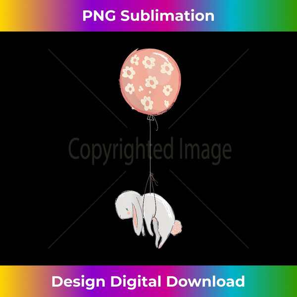 Cute Bunny Rabbit & Balloon  Animal Lover T-Shirt & Gift - Exclusive PNG Sublimation Download