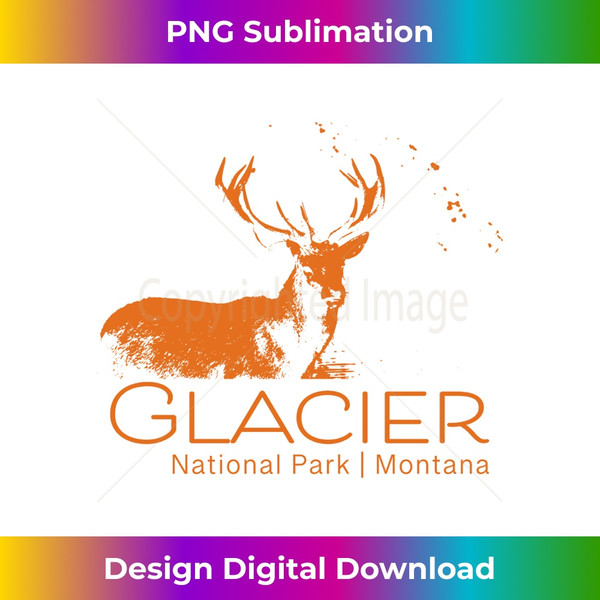 Glacier National Park Montana Elk Deer Graphic Long Sleeve - Modern Sublimation PNG File