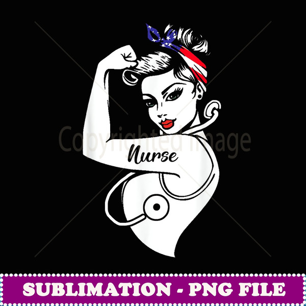 Nurse Vet Strong Woman American Flag Hair Band - Signature Sublimation PNG File