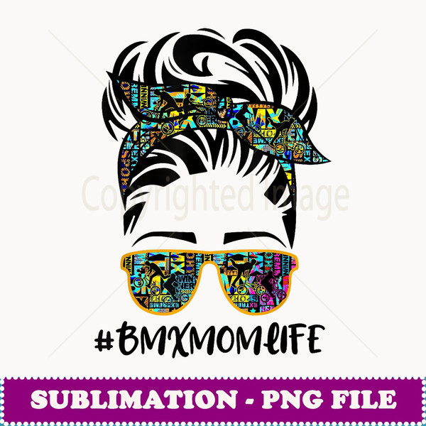 Messy Hair Bandana Sunglasses BMX Mom Life Mother's Day - Retro PNG Sublimation Digital Download