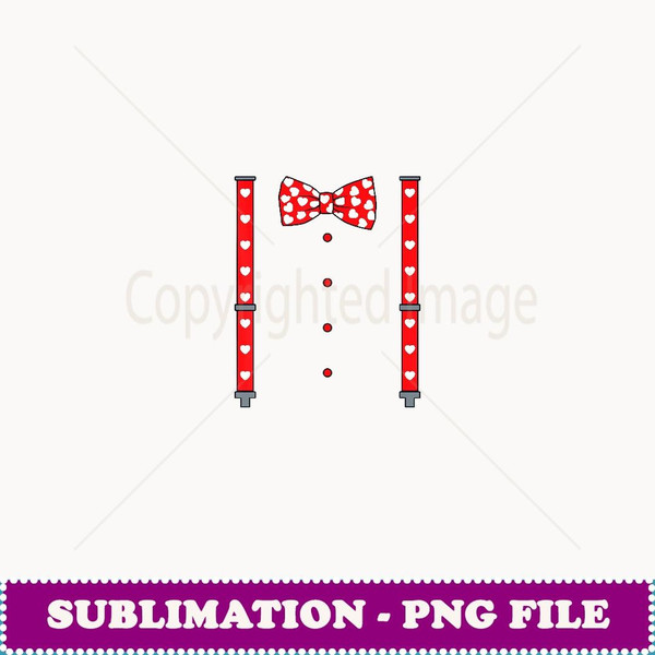 Valentines Day Suspenders And Hearts Bow Tie Funny -