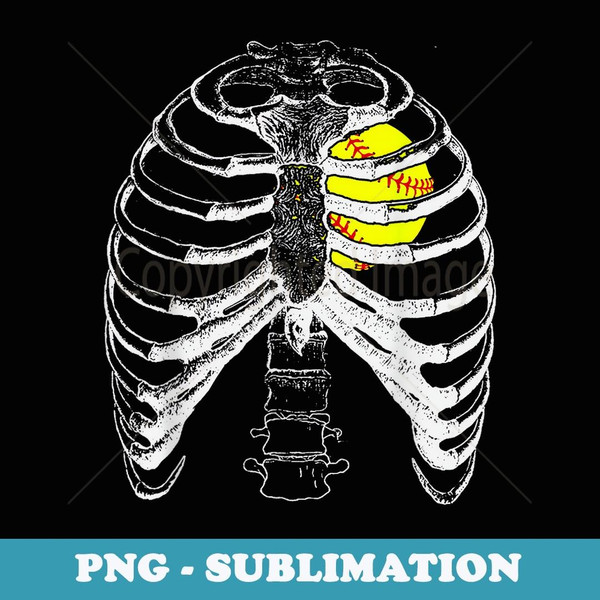 Softball Heart in Ribcage - Halloween Softball - Sublimation Digital Download