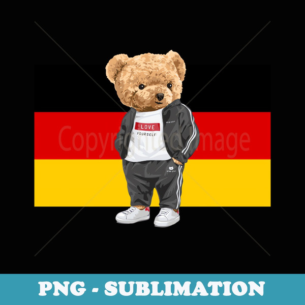 Teddy Bear Bad Boy in Germany Illustration Graphic Designs - Instant Sublimation Digital Download