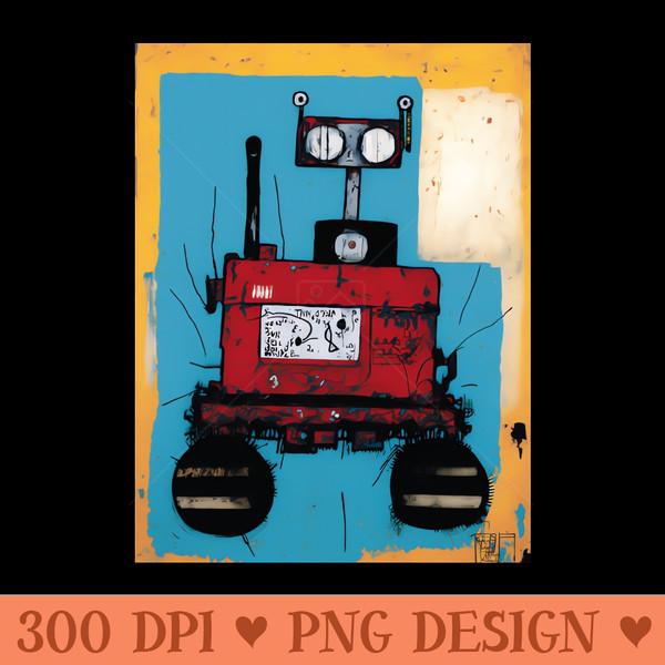 Cute Red Robot in a NeoExpressionism Style - PNG Download Website - High Quality 300 DPI