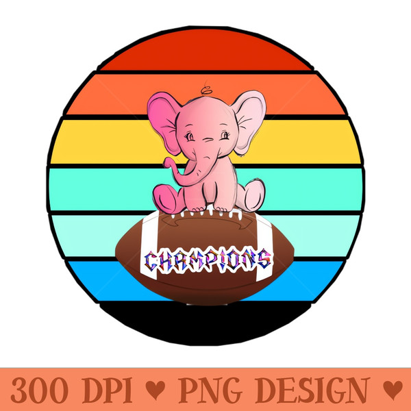 An elephant in a pop of color with superbowl tshirts - PNG Printables - Good Value