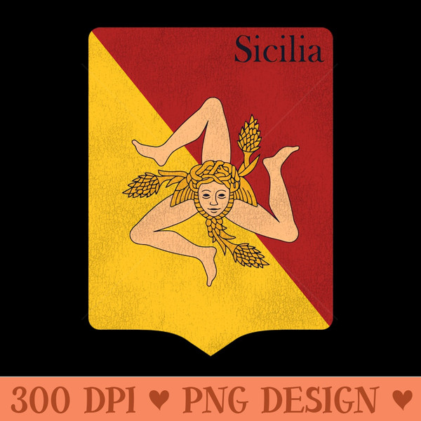 Sicily Sicilia Flag Vintage Distressed Coat of Arms - Digital PNG Download - Latest Updates