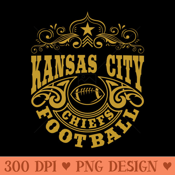 Vintage Retro Kansas City Chiefs Football - Digital PNG Art - Variety