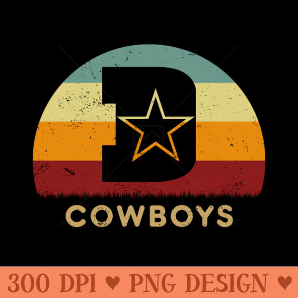 Retro Sunset Dallas Cowboys Initial D - Vector PNG Download - High Quality 300 DPI