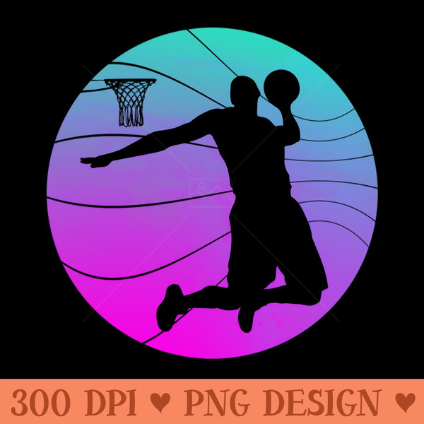 Basketball Slam Dunk Retro Vintage - PNG Design Downloads - High Quality 300 DPI