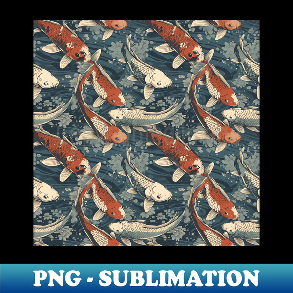 Ukiyo-e Inspired Koi Fish Pattern - Traditional Japanese Art Design - Special Edition Sublimation PNG File