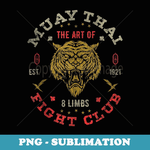 Muay Thai Fighter Vintage Twin Tiger Art of 8 Limbs - Digital Sublimation Download File