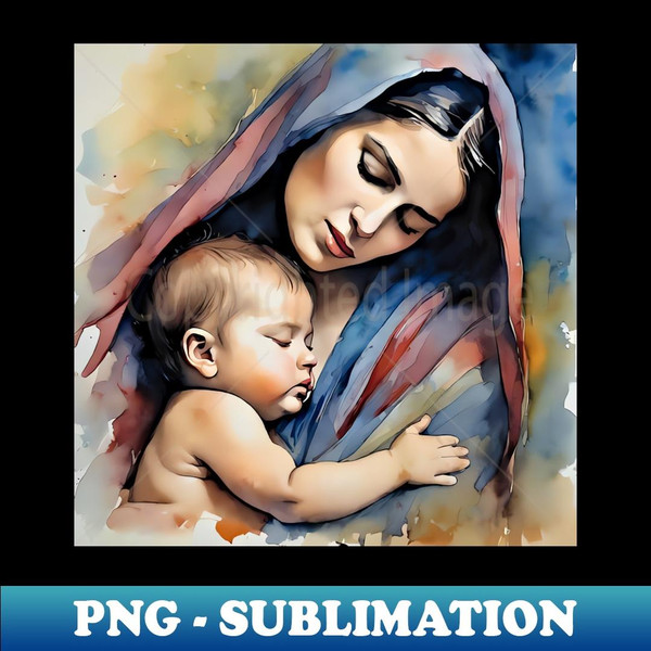 Mother of God with baby Jesus - Elegant Sublimation PNG Download