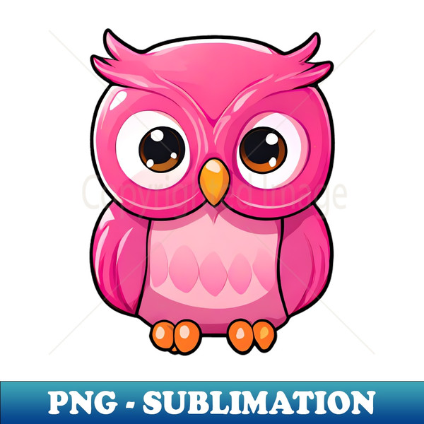 Cute Pink Owl watching - PNG Transparent Sublimation File