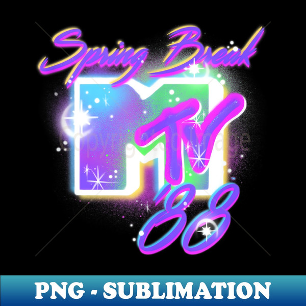 MTV Spring Break '88 Airbrushed Text - Digital Sublimation Download File