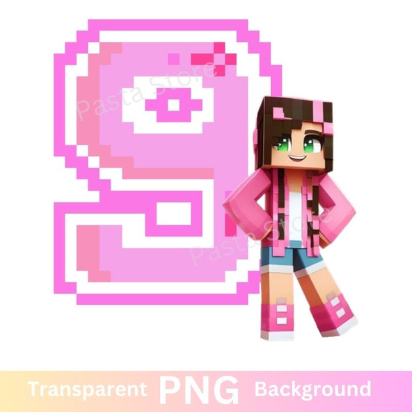Minecraft Girl 9th Birthday Nine PNG.jpg