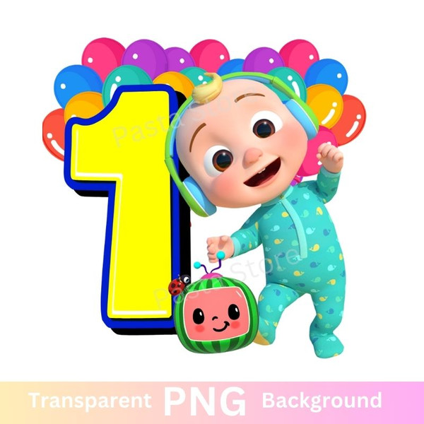 Cocomelon JJ Balloon Birthday 1st PNG.jpg