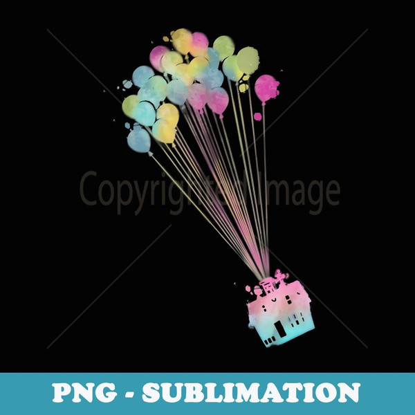 Disney Pixar Up Water Color House Balloons - Sublimation Digital Download