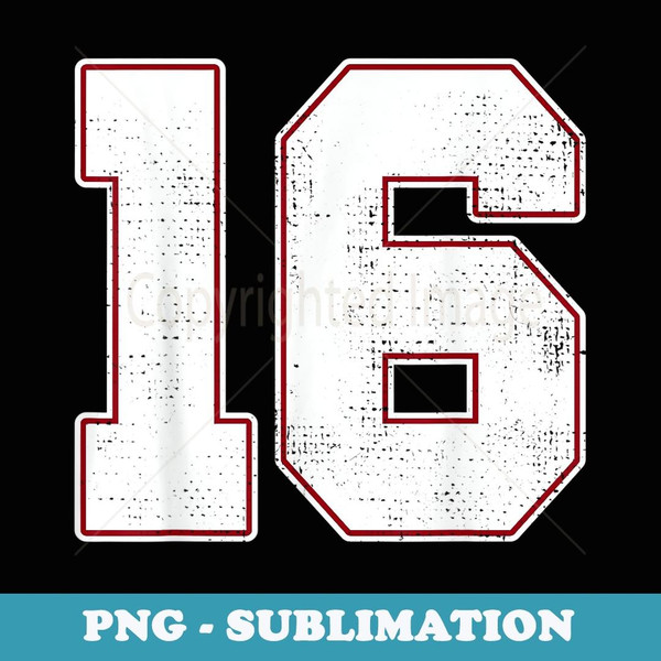 #16 Outline Number 16 Fan Varsity Sports Team Blue Jersey - Vintage Sublimation PNG Download