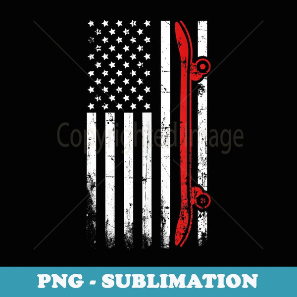 Skateboarding American Flag - July 4th Skateboard - Aesthetic Sublimation Digital File
