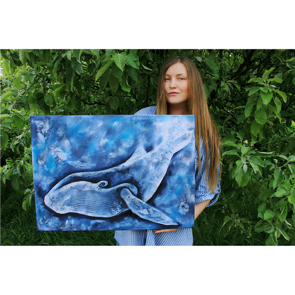 Whale Painting Fish Original Art Underwater Wall Art Maritime Artwork — копия (5).jpg