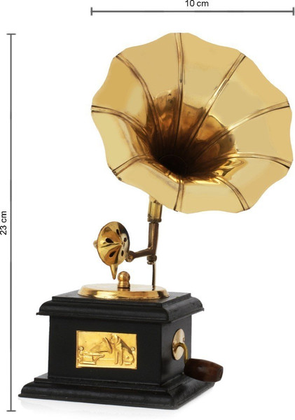 JaipurCrafts Brass Vintage Gramophone Showpiece for Home and Living Room, 17 cm, Gold, 1 Piece-3.jpg