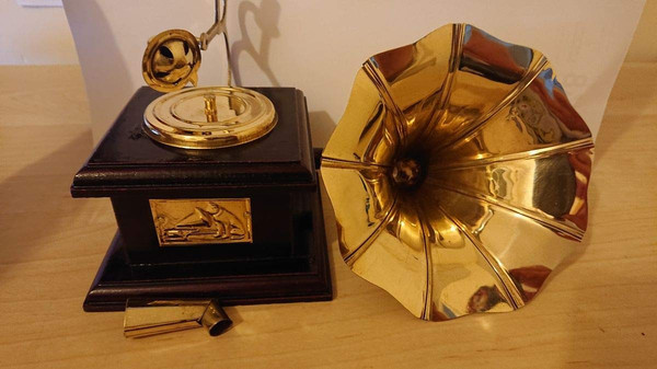 JaipurCrafts Brass Vintage Gramophone Showpiece for Home and Living Room, 17 cm, Gold, 1 Piece-4.jpg