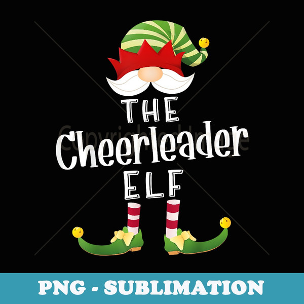 Cheerleader Elf Group Christmas Funny Pajama Party - Vintage Sublimation PNG Download