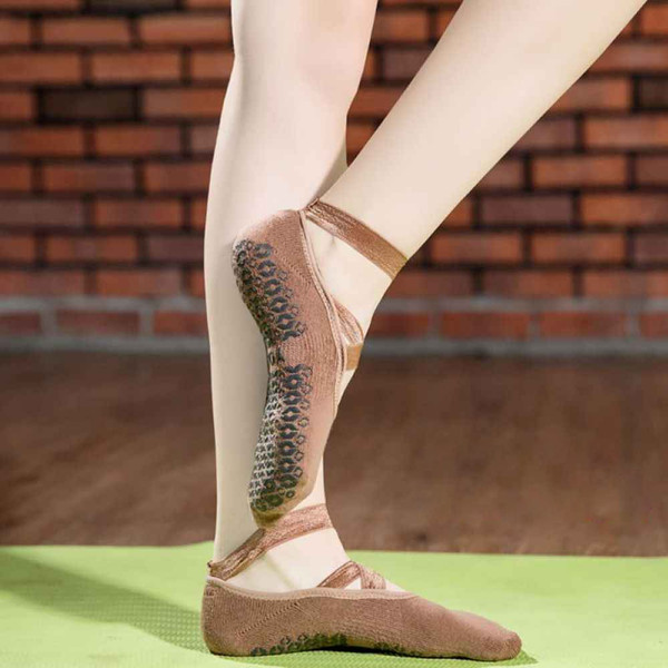 Women's Non-Slip Cotton Ballet Fitness Socks 500
