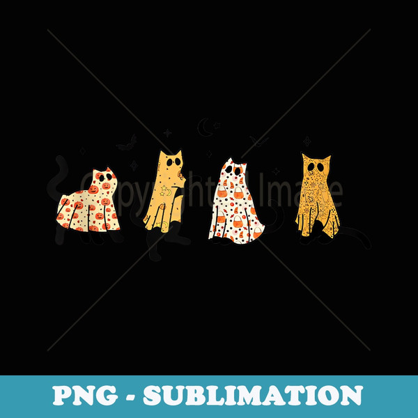 Funny Black Cats Ghost Halloween Pattern Cat Lovers Costume - Unique Sublimation PNG Download